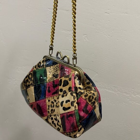 Colorful Handmade Cowhide Bowknot Kisslock Clutch/Crossbody with 2 Chain Styles - Picture 11 of 16